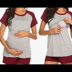 Ekouaer Women’s Maternity Breastfeeding Sleepwear Set, size M